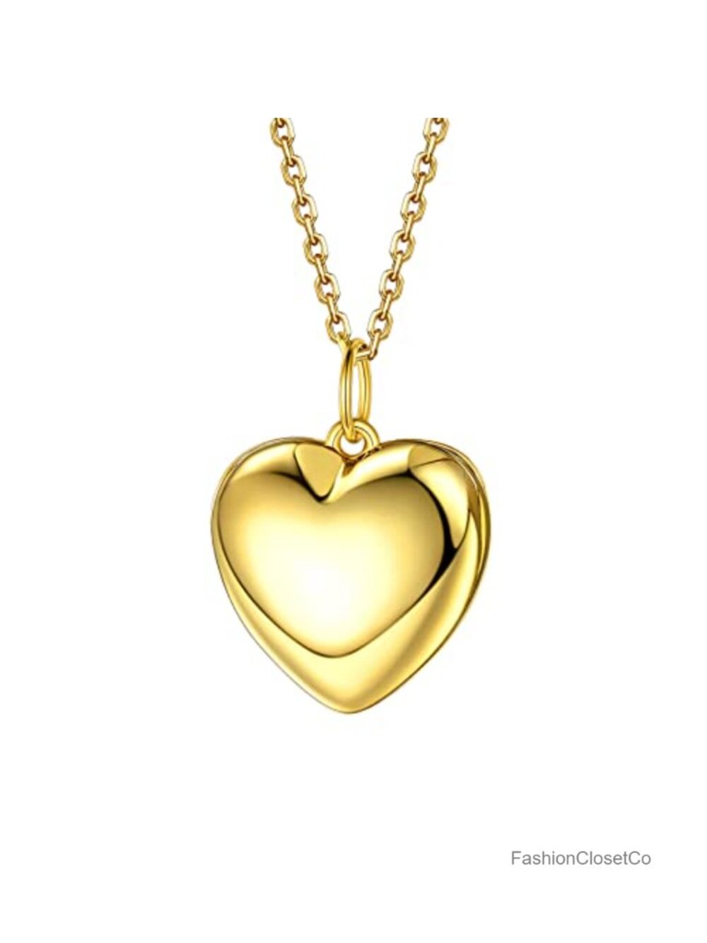Sterling Silver Heart Locket Necklace Dainty Cute Pendant Gold Rolo Chain